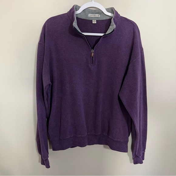 Peter Millar Purple 1/4 Zip Pullover Cotton Sweater size medium - Picture 4 of 6